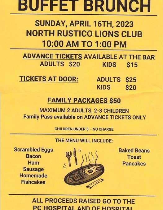 All You Can Eat Brunch Buffet: presented by North Rustico Lions Club